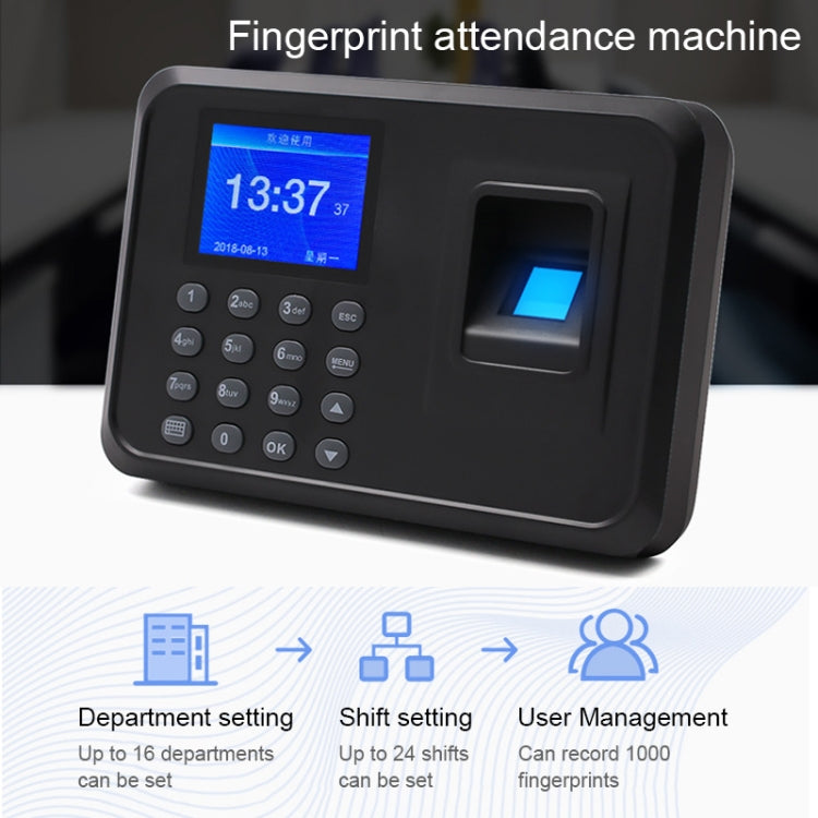 F01 Fingerprint Time Attendance Machine with 2.4 inch TFT Screen, UK Plug