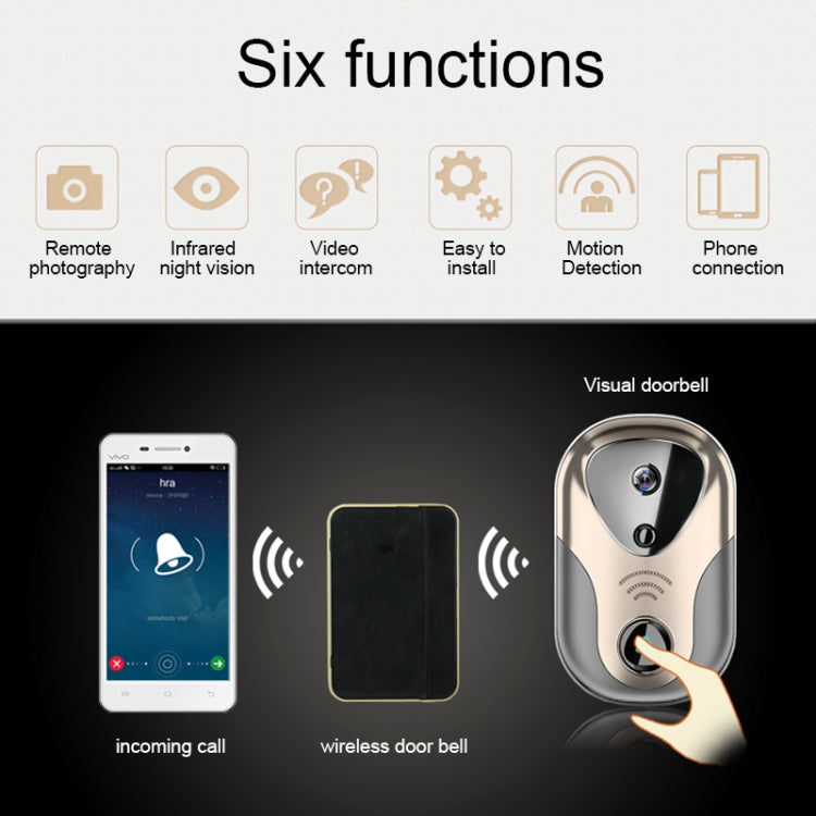 163Eye L1-NJ Smart Visual WIFI 1.3MP Network HD Intercom Doorbell , Support Micro SD Card  & Night Vision(Gold)
