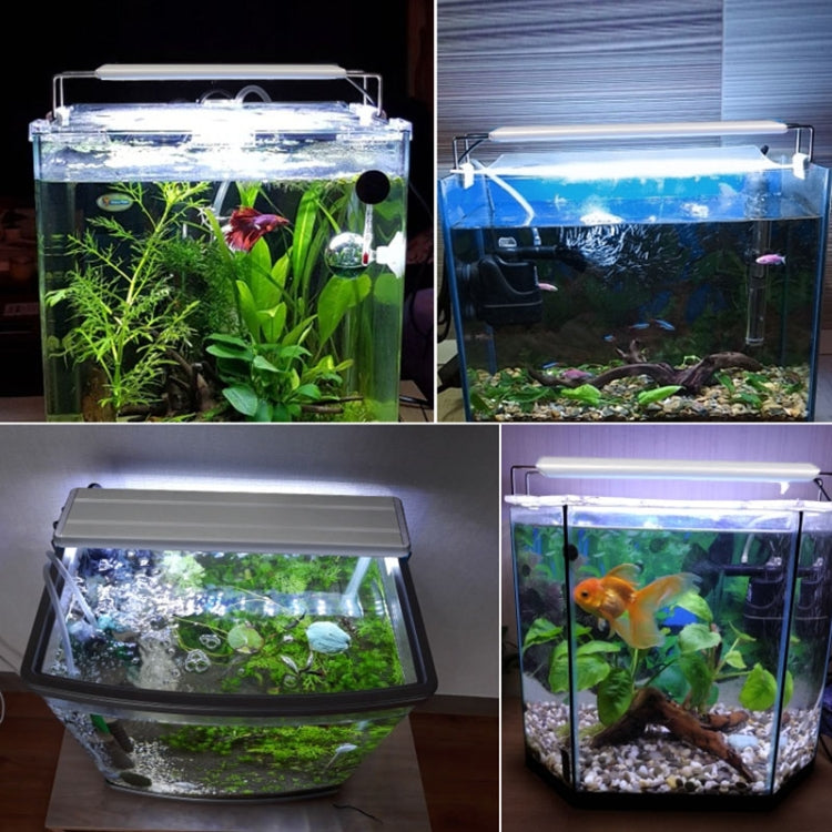 XY-15N/K Aquarium Glass Fish Tank LED Aquatic Bracket Lamp, US Plug(White Blue)
