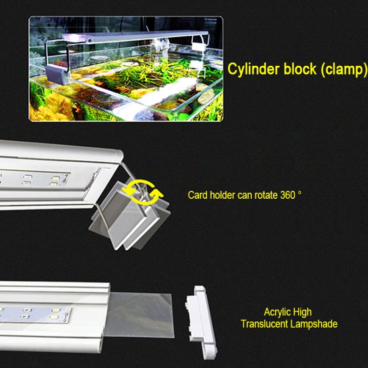 XY-60K Three Rows Aquarium Glass Fish Tank LED Aquatic Bracket Lamp, US Plug(White Blue)