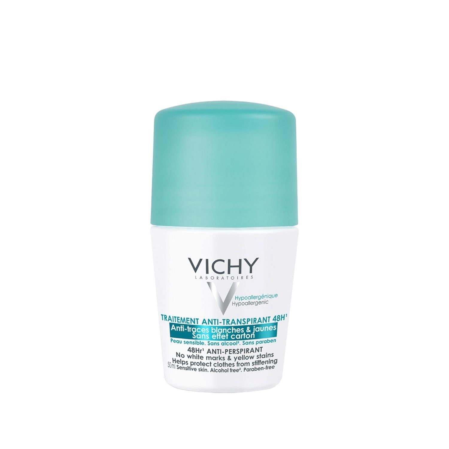 Vichy Anti-Transpirant Deodorant for Sensitive Skin - 48h Sweat Protection, Roll-On, Women's Deodorant