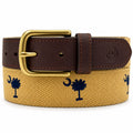SC State Flag Palmetto Moon Belt Beige Navy Blue Embroidered Woven Web Award Winning Design