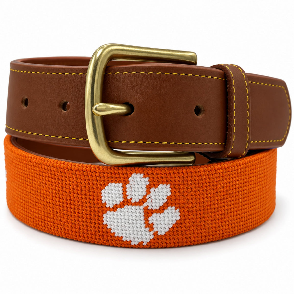 Clemson University Tigers - Officially Licensed - Hand-stitched Needlepoint Belt
