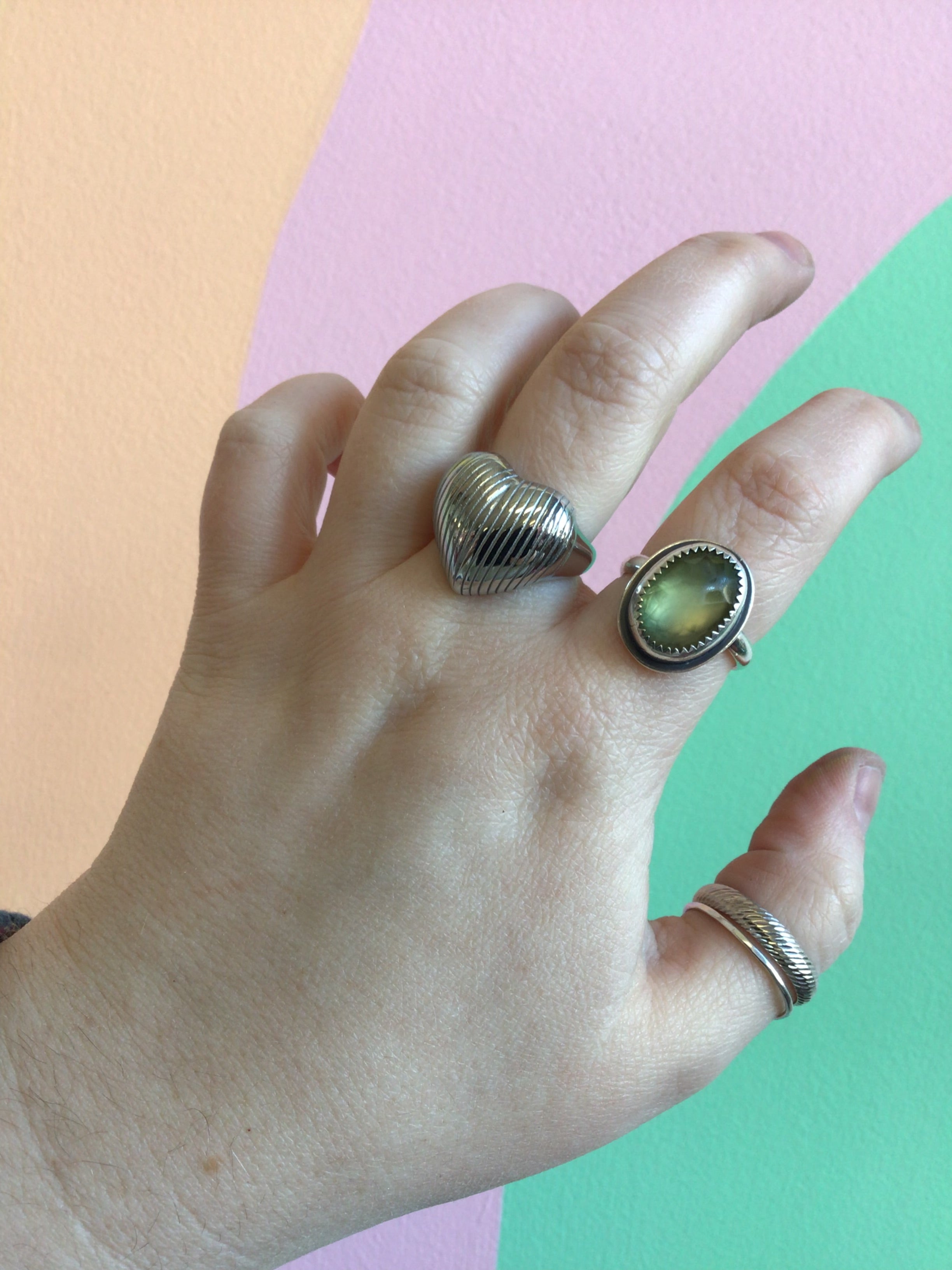 Chunky Titanium Adjustable Heart Ring