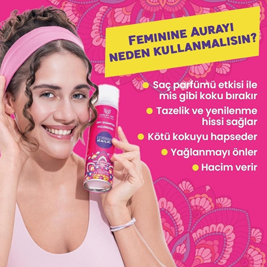 Ashley Joy Feminene Aura Dry Shampoo: Oil Absorbing, Volumizing Hair Refreshing Spray - Quick Cleanse, Travel Size