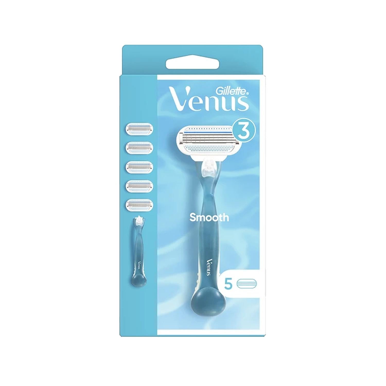 Gillette Venus Smooth Electric Razor for Women with 5 Replacement Blades - Women's Electric Shaver Starter Kit
