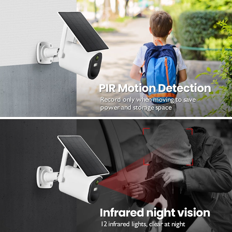 T20 1080P Full HD Solar Powered WiFi Camera, Support Motion Detection, Night Vision, Two Way Audio, TF Card