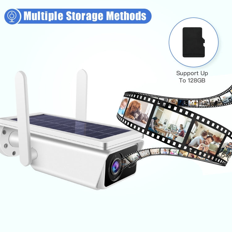 T13-2 1080P HD Solar Powered 2.4GHz WiFi Security Camera with Battery, Support Motion Detection, Night Vision, Two Way Audio, TF Card