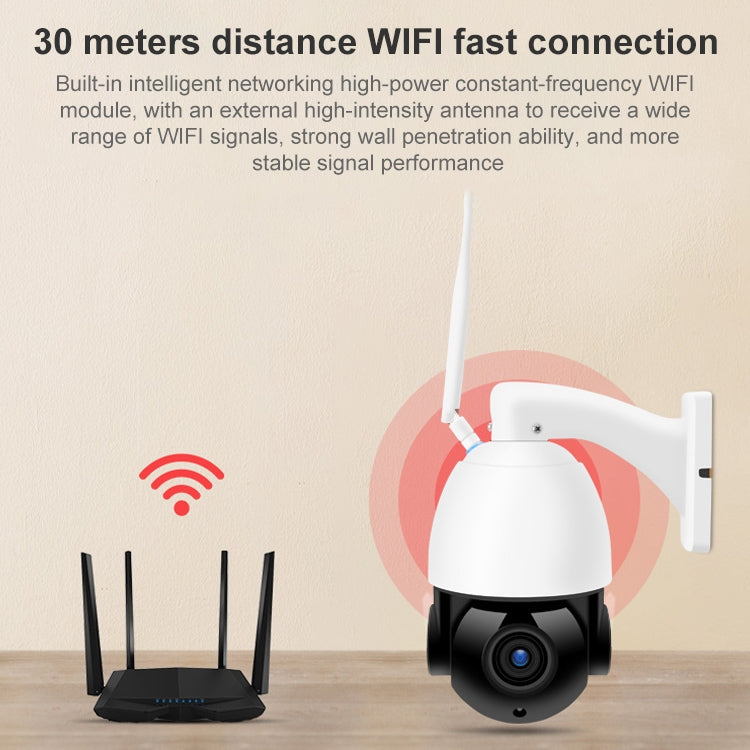 QX5 2.0 Million Pixels 1080P HD 20X Zoom Wireless WiFi Dome Smart Camera, Support Infrared Night Vision / Motion Detection / Voice Intercom / TF Card, UK Plug
