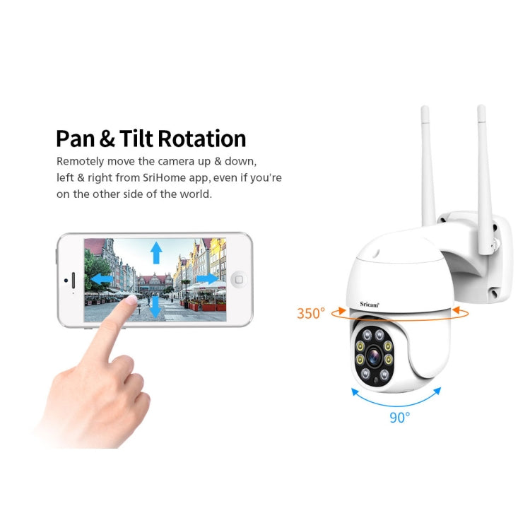 Sricam SP028 1080P HD Outdoor PTZ Camera, Support Two Way Audio / Motion Detection / Humanoid Detection / Color Night Vision / TF Card, UK Plug