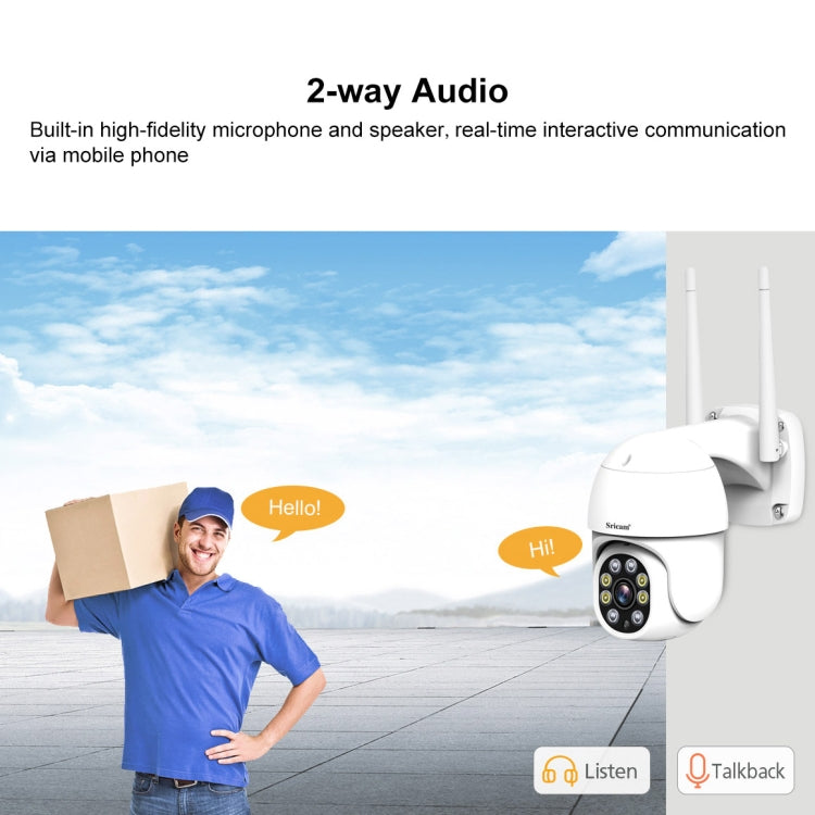 Sricam SP028 1080P HD Outdoor PTZ Camera, Support Two Way Audio / Motion Detection / Humanoid Detection / Color Night Vision / TF Card, UK Plug