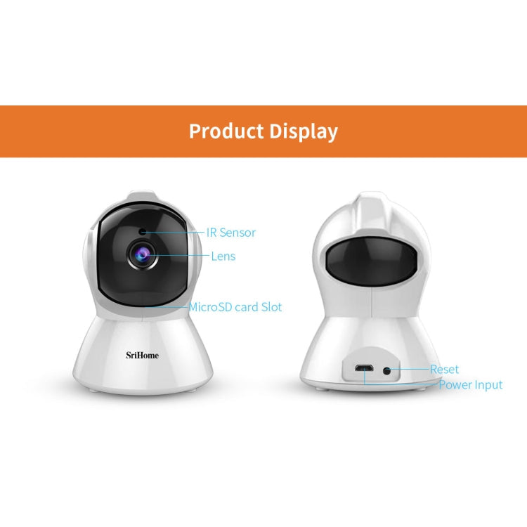 SriHome SH025 2.0 Million Pixels 1080P HD AI Auto-tracking IP Camera, Support Two Way Audio / Motion Tracking / Humanoid Detection / Night Vision / TF Card, US Plug