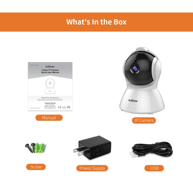 SriHome SH025 2.0 Million Pixels 1080P HD AI Auto-tracking IP Camera, Support Two Way Audio / Motion Tracking / Humanoid Detection / Night Vision / TF Card, UK Plug
