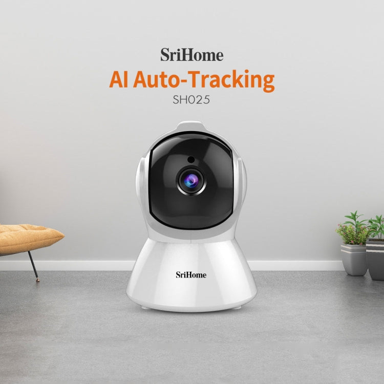 SriHome SH025 2.0 Million Pixels 1080P HD AI Auto-tracking IP Camera, Support Two Way Audio / Motion Tracking / Humanoid Detection / Night Vision / TF Card, UK Plug