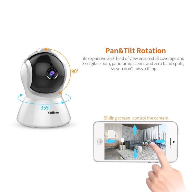 SriHome SH025 2.0 Million Pixels 1080P HD AI Auto-tracking IP Camera, Support Two Way Audio / Motion Tracking / Humanoid Detection / Night Vision / TF Card, UK Plug
