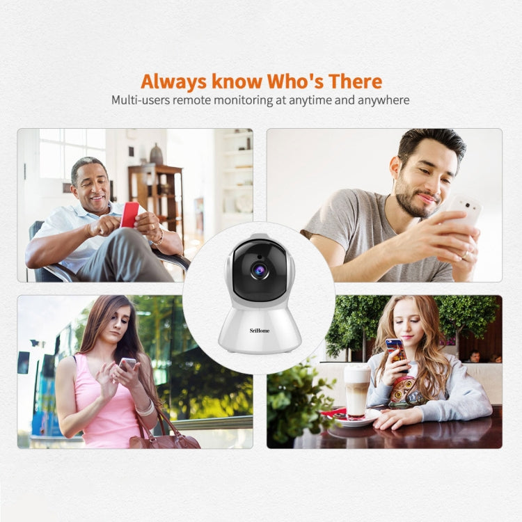 SriHome SH025 2.0 Million Pixels 1080P HD AI Auto-tracking IP Camera, Support Two Way Audio / Motion Tracking / Humanoid Detection / Night Vision / TF Card, UK Plug