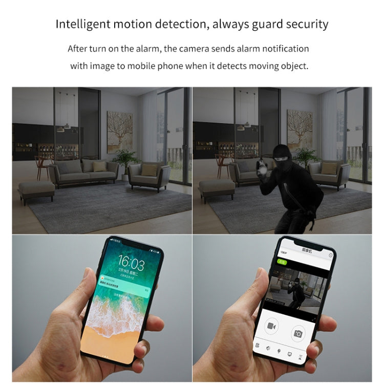 CAMSOY S8 HD 1280 x 720P 140 Degree Wide Angle Wireless WiFi Intelligent Surveillance Camera, Support Photosensitive Automatic Right Vision & Motion Detection & Loop Recording