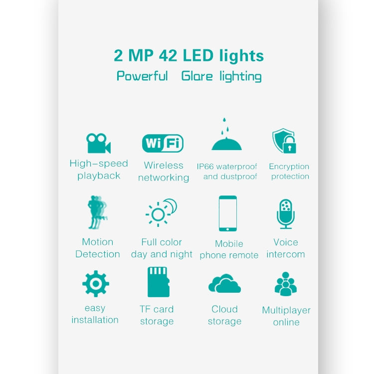 DP16 2.0 Megapixel 42 LEDs Garden Light Smart Camera, Support Motion Detection / Night Vision / Voice Intercom / TF Card, UK Plug