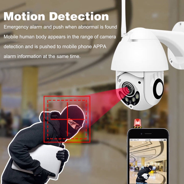 Wireless Surveillance Camera HD PTZ Home Security Outdoor IP66 Waterproof Network Dome Camera, Support Night Vision & Motion Detection & TF Card, AU Plug