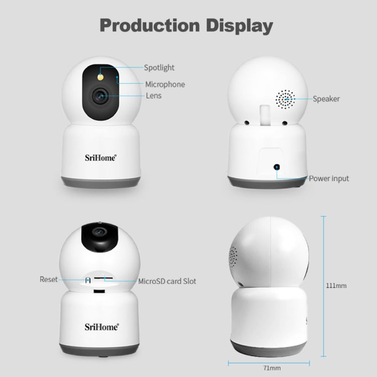 SirHome SH038 5MP QHD 5G WiFi IP Camera, Support Night Color & Motion Detection & Two Way Talk & Human Detection & TF Card, US Plug