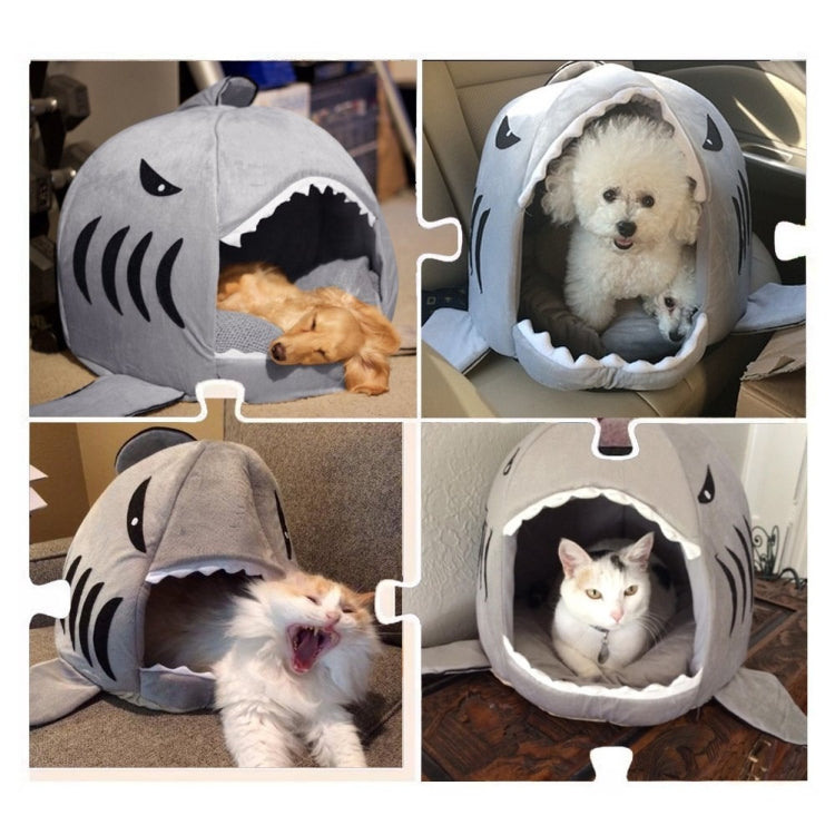 Indoor Pet Dog Puppy Cat Warm House Sharks Pet Sleeping Bed Nest, S Size: 42x42x42cm(Grey)