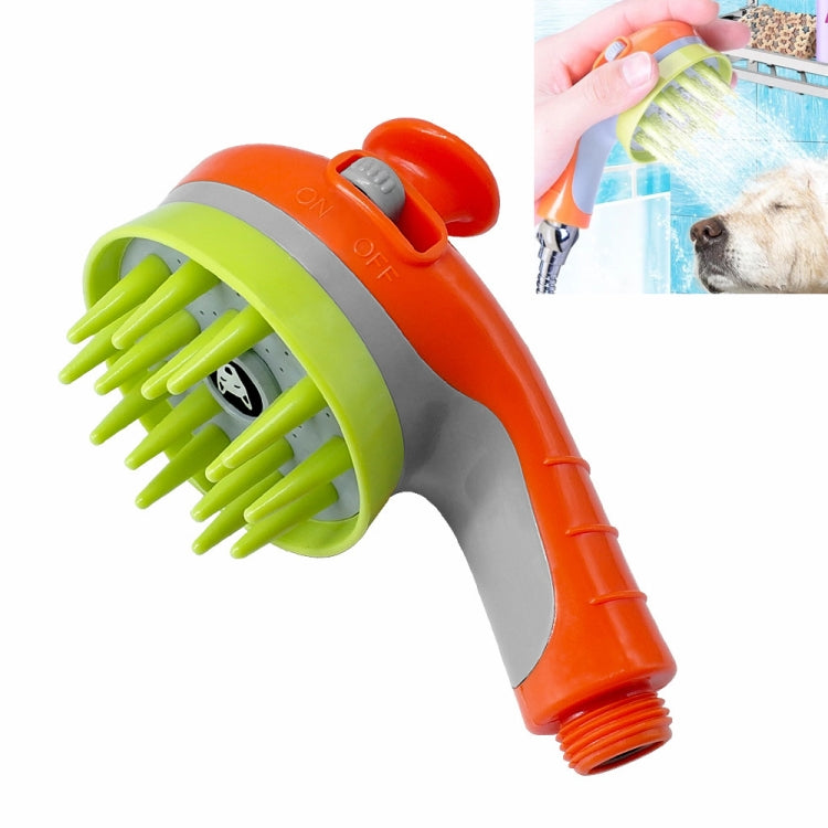 Pet Shower Shower Brush with Non-slip Handle Nozzle(Orange)