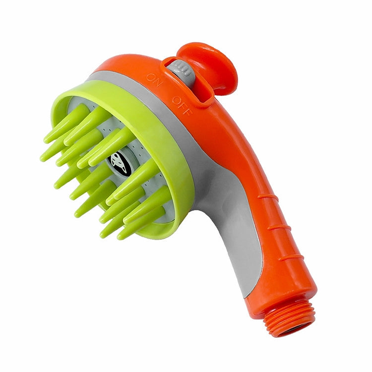 Pet Shower Shower Brush with Non-slip Handle Nozzle(Orange)