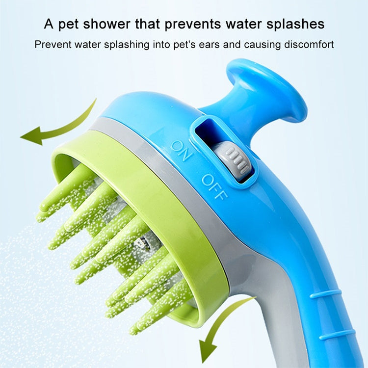 Pet Shower Shower Brush with Non-slip Handle Nozzle(White)