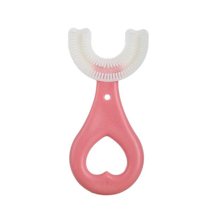 U-shaped Children Baby Hand-held Soft Toothbrush Brushing Artifact for 2-6 Years Old, Style: Heart Shape(Pink)