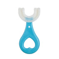 U-shaped Children Baby Hand-held Soft Toothbrush Brushing Artifact for 2-6 Years Old, Style: Heart Shape(Blue)
