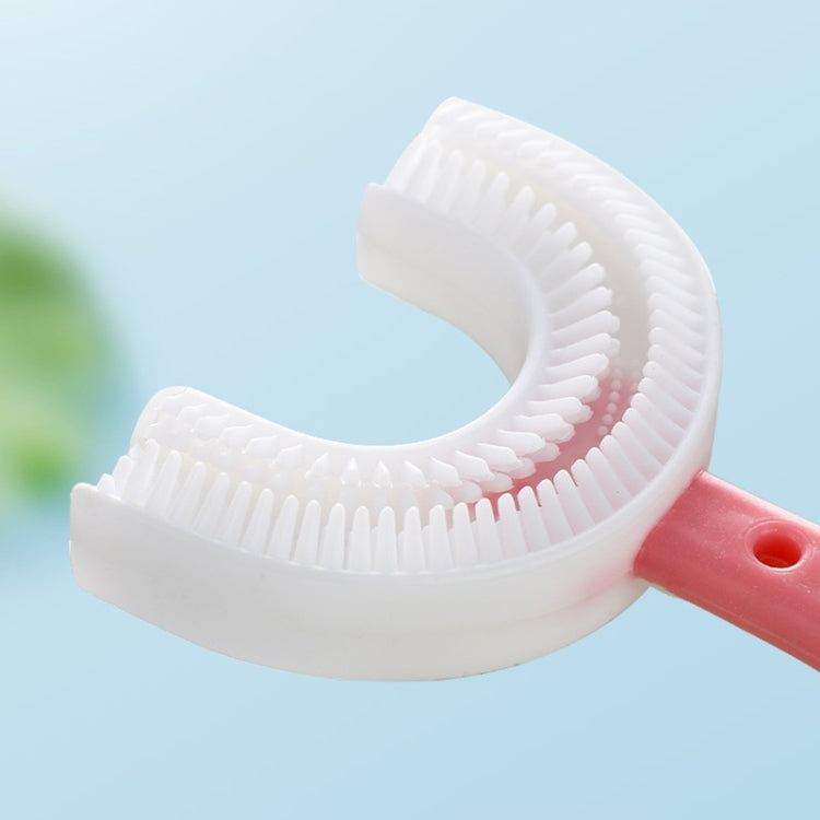 U-shaped Children Baby Hand-held Soft Toothbrush Brushing Artifact for 2-6 Years Old, Style: Heart Shape(Blue)