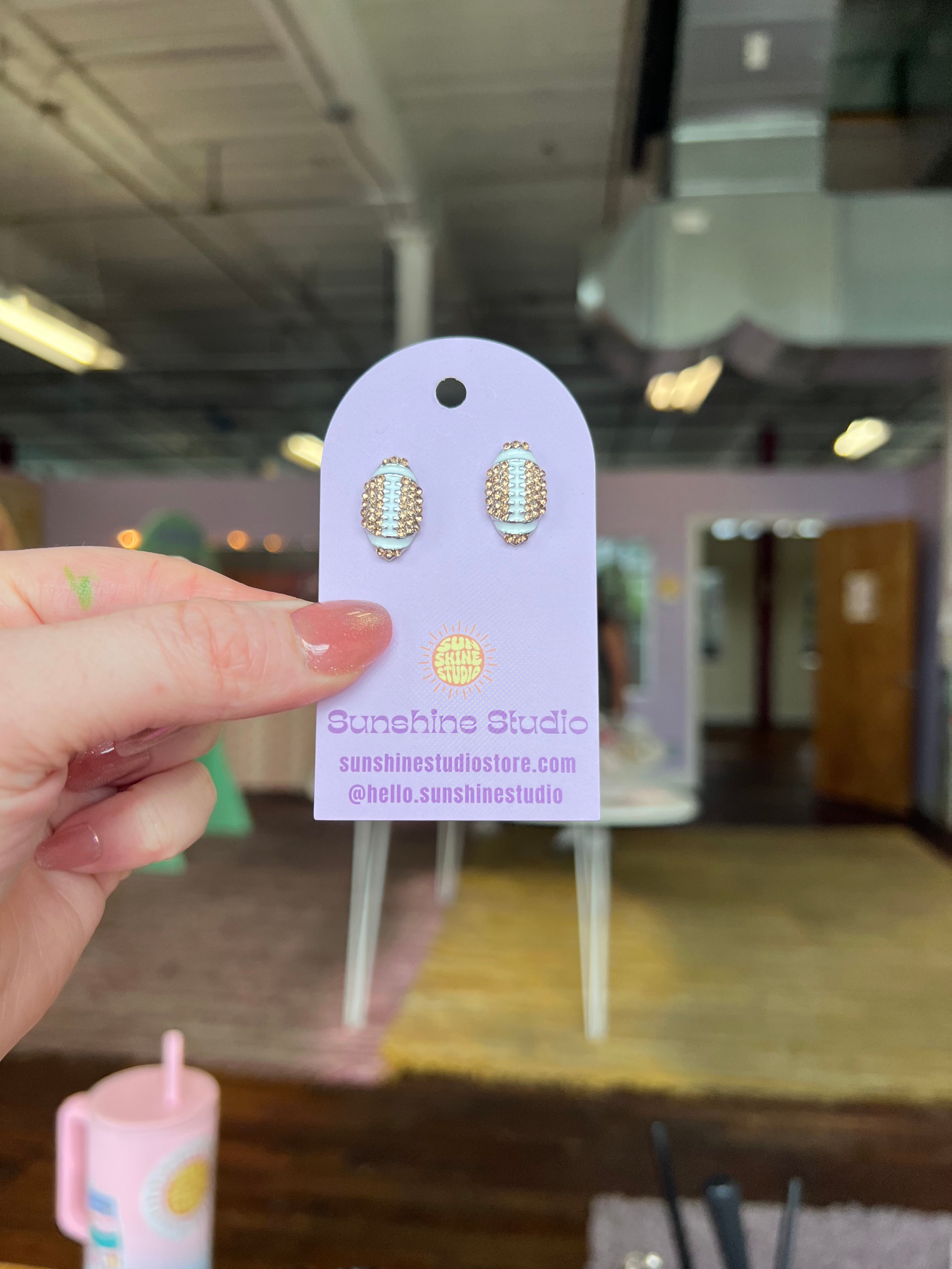 Tiny Football Earrings