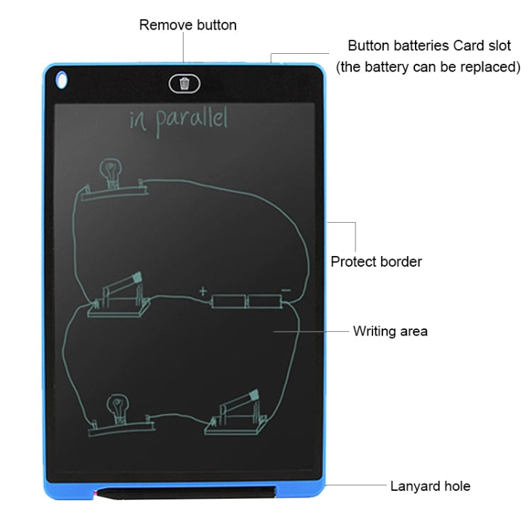Portable 12 inch LCD Writing Tablet Drawing Graffiti Electronic Handwriting Pad Message Graphics Board Draft Paper with Writing Pen(Blue)