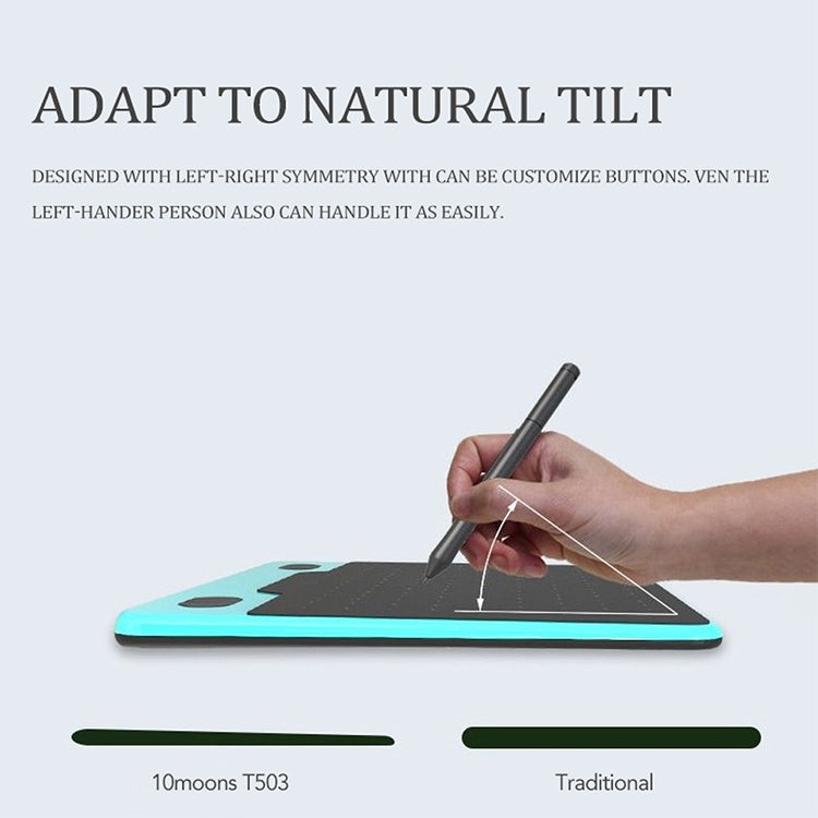 10Moons T503 Drawing Tablet Can Be Connected to mobile Phone Tablet with 8192 Passive Pen(Pink)