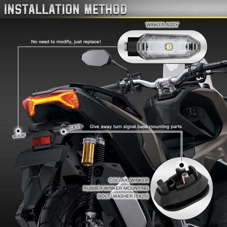 2pcs For Honda RS150 XRE300 CRF300 X-ADV Motorcycles LED Turn Signal Light(Transparent)