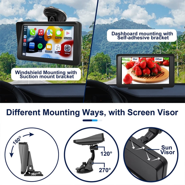 7 inch Portable Touch Display Wireless Car Navigator Smart CarPlay Bluetooth Reversing Image