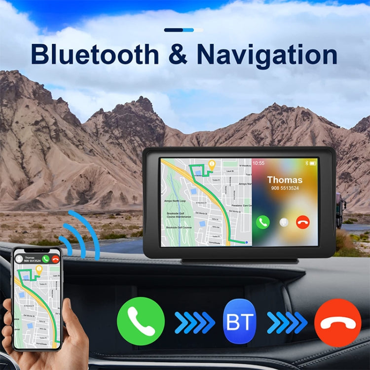 7 inch Portable Touch Display Wireless Car Navigator Smart CarPlay Bluetooth Reversing Image