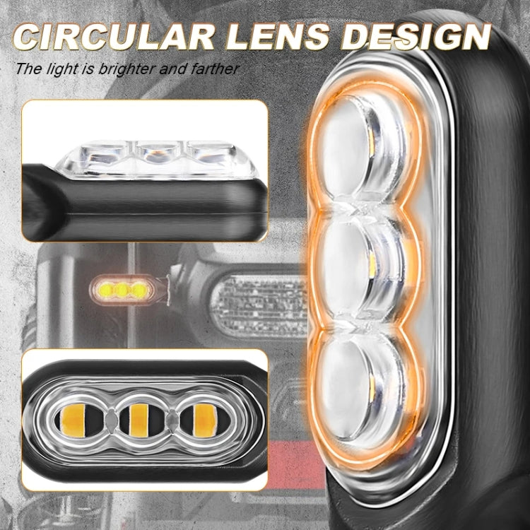 2pcs 12V 3LEDs Motorcycle Mini Water Turn Signal Light (Black)