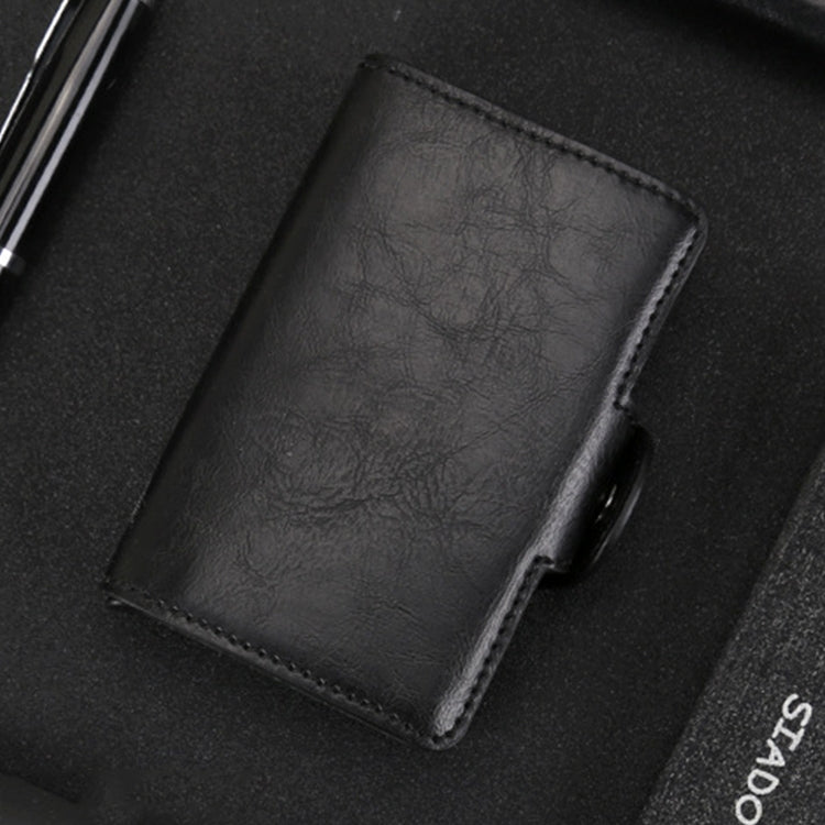 X-7 Antimagnetic RFID  Multi-functional Aluminum Crazy Horse Texture Leather Card Bag Wallet(Black)
