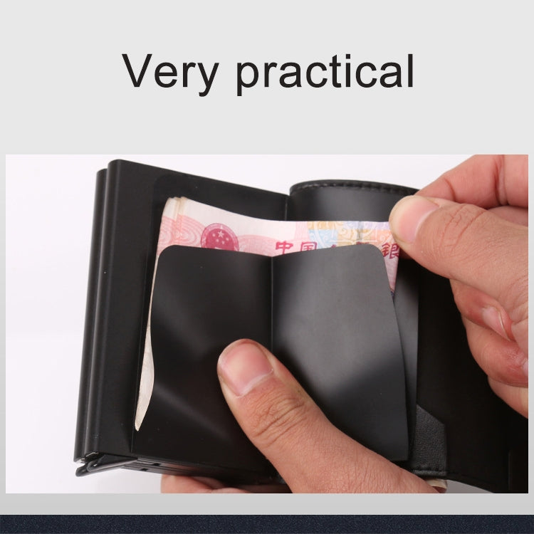 X-7 Antimagnetic RFID  Multi-functional Aluminum Crazy Horse Texture Leather Card Bag Wallet(Black)