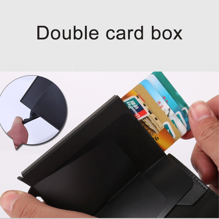 X-7 Antimagnetic RFID  Multi-functional Aluminum Crazy Horse Texture Leather Card Bag Wallet(Black)