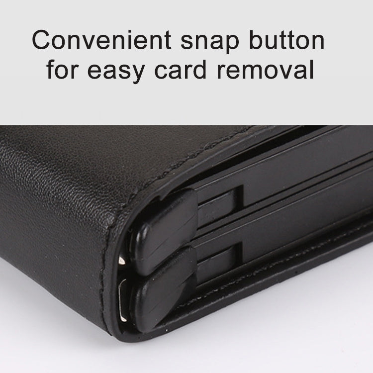 X-7 Antimagnetic RFID  Multi-functional Aluminum Crazy Horse Texture Leather Card Bag Wallet(Black)