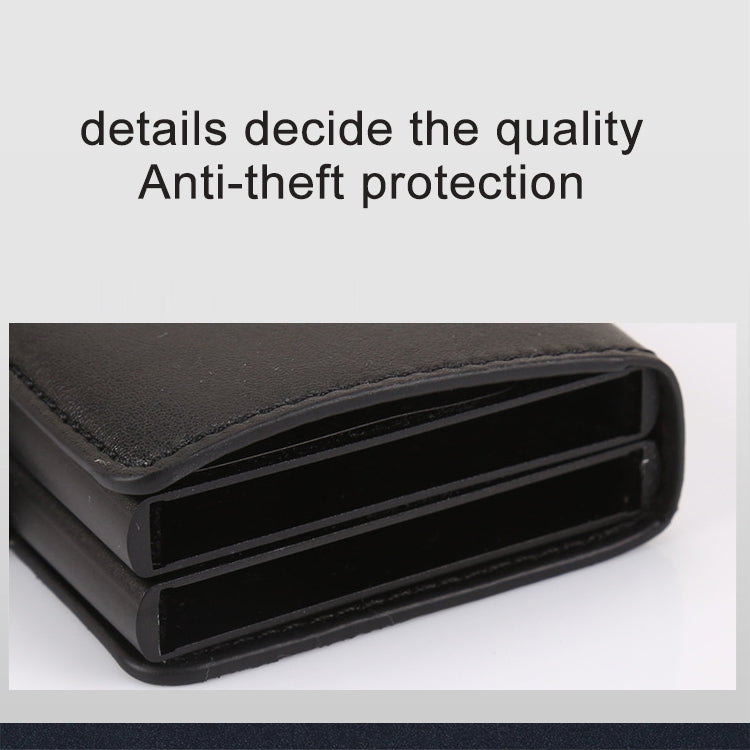 X-7 Antimagnetic RFID  Multi-functional Aluminum Crazy Horse Texture Leather Card Bag Wallet(Black)