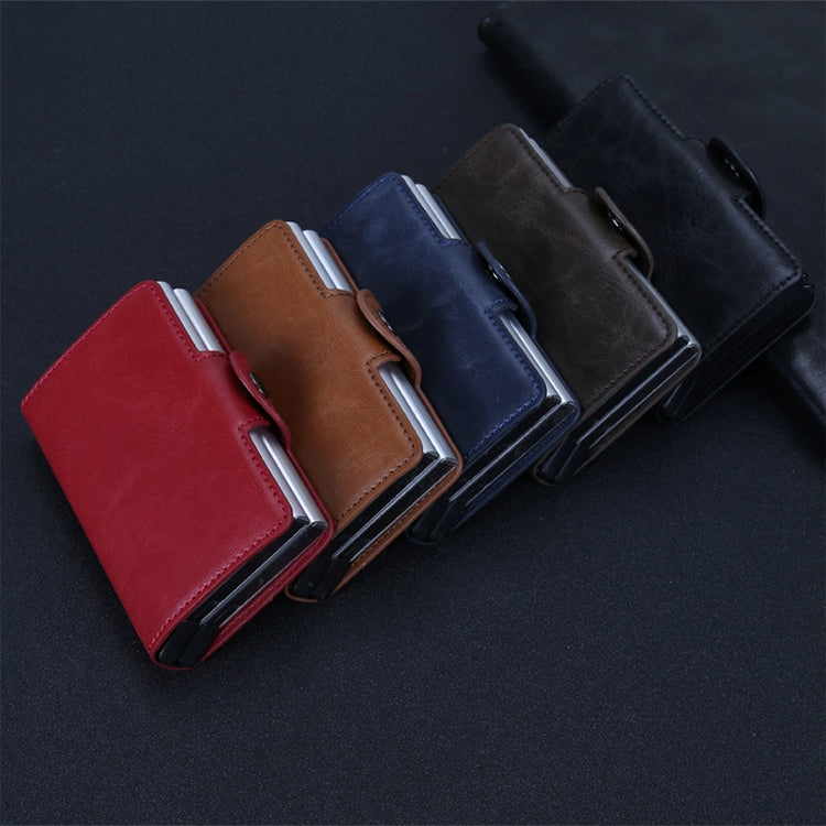 X-7 Antimagnetic RFID  Multi-functional Aluminum Crazy Horse Texture Leather Card Bag Wallet(Black)