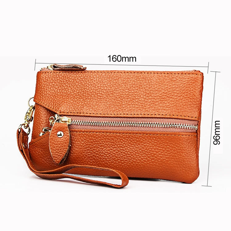 2001 Horizontal Square Litchi Texture Wallet Clutch Bag for Ladies, with Detachable Hand Strap & 6 Key Rings(Pink)