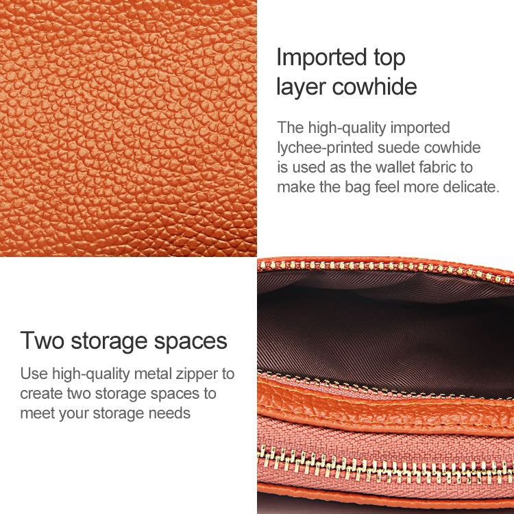 2001 Horizontal Square Litchi Texture Wallet Clutch Bag for Ladies, with Detachable Hand Strap & 6 Key Rings(Pink)