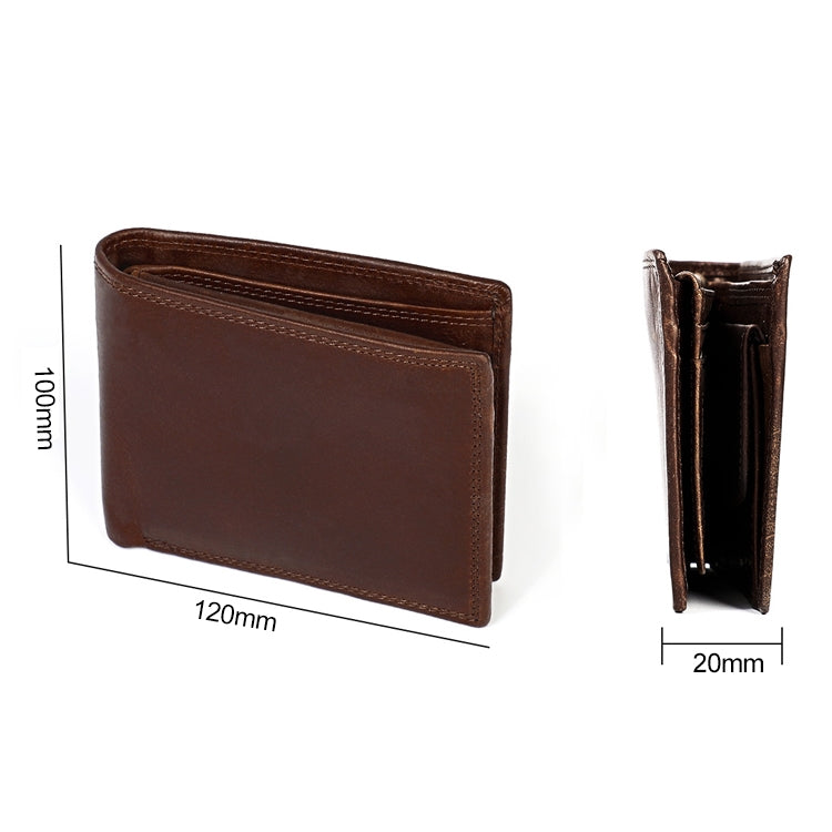 8020 Horizontal Retro Crazy Horse Texture Leather Anti-magnetic RFID Wallet Clutch Bag for Men, with Card Slots(Brown)
