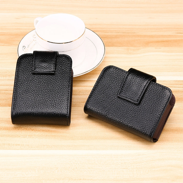 KB188 Horizontal Cowhide Leather Organ Shape Multiple Card Slots Anti-magnetic RFID Wallet for Ladies, with Transparent Window(Coffee)