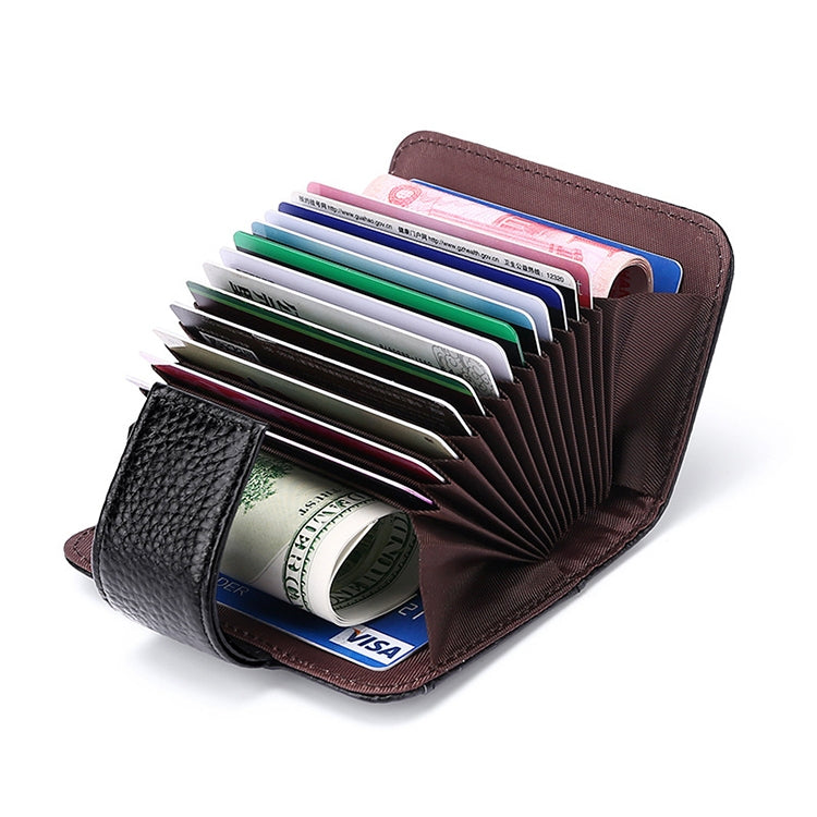 KB188 Horizontal Cowhide Leather Organ Shape Multiple Card Slots Anti-magnetic RFID Wallet for Ladies, with Transparent Window(Purple)