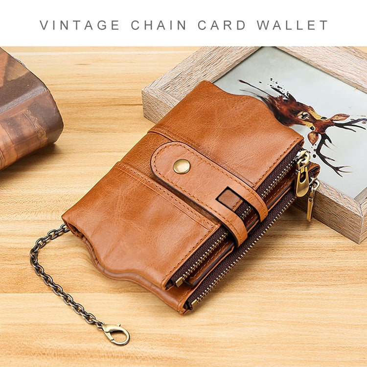 LT3539 Cowhide Leather Zipper Buckle Anti-magnetic RFID Wallet Clutch Bag for Men, with Card Slots & Shoulder Strap(Blue)